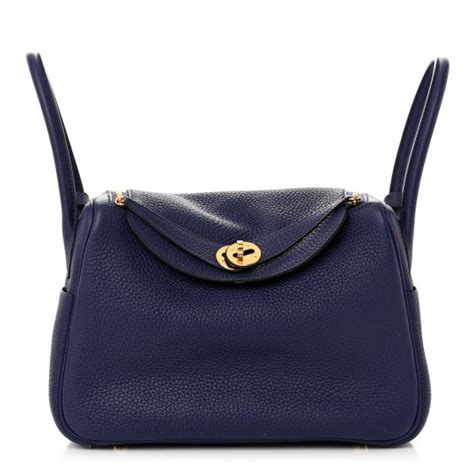 HERMES Taurillon Clemence Lindy 26 Bleu Encre